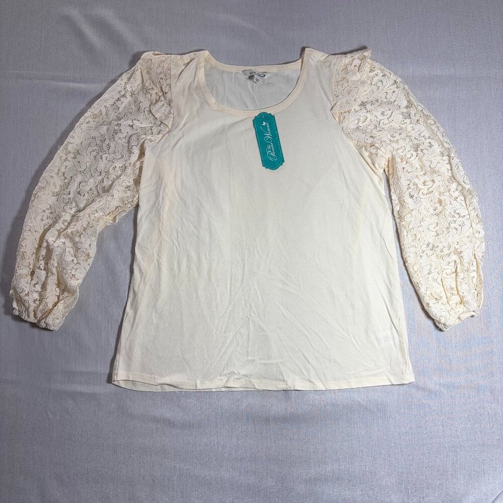 NWT Women's Pioneer Woman ButterCream Long Sleeve Lace Blouse Size Large (12-14)